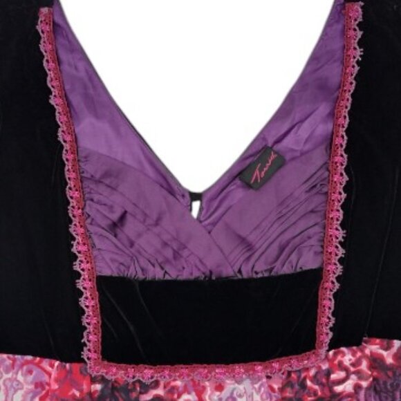 Torrid Size 0 12-14 Black Multi Vintage Bohemian Style Short Puff Sleeve Top - Picture 6 of 8